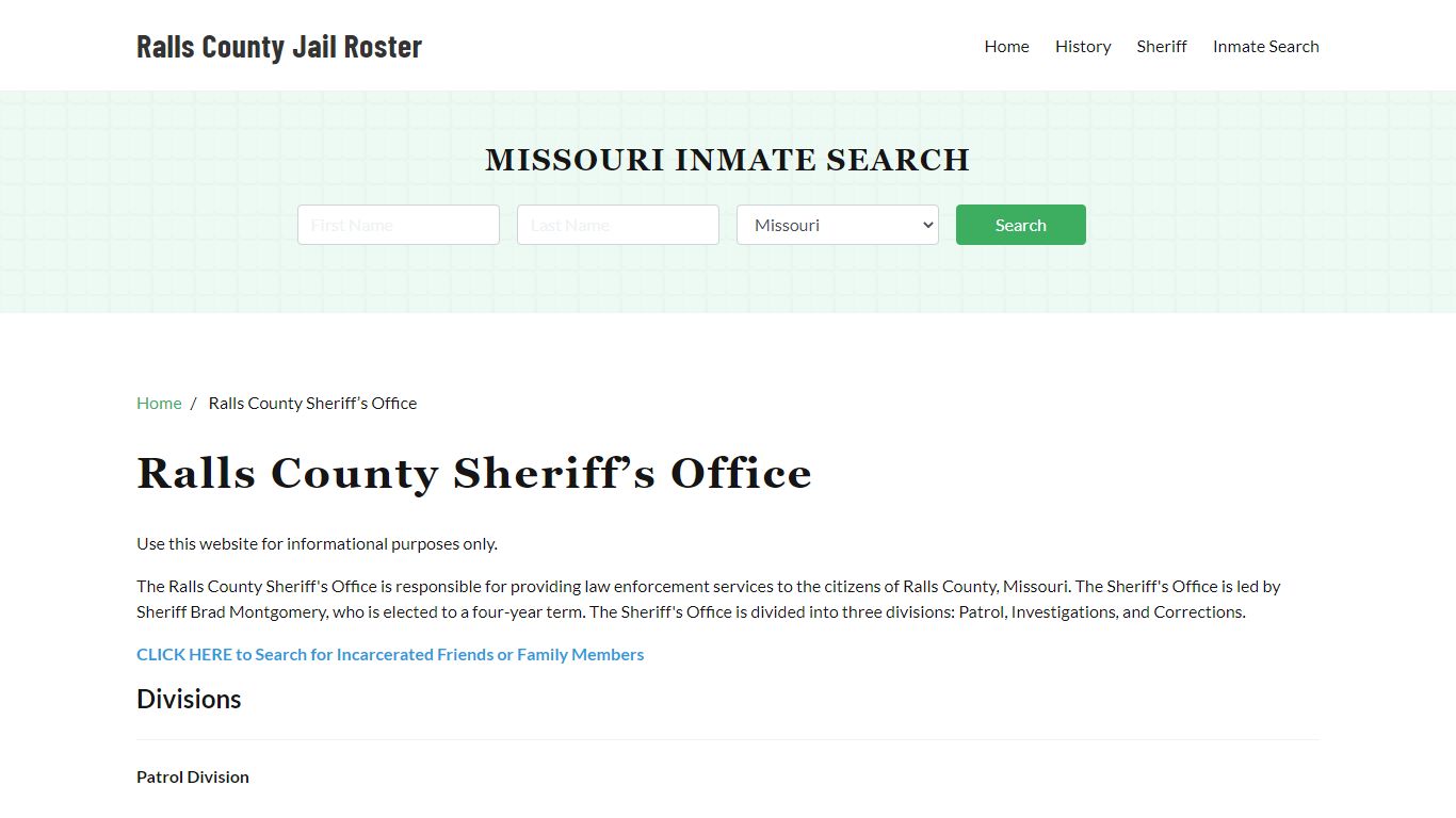 Ralls County Sheriff Office, MO, Arrest Warrants Search