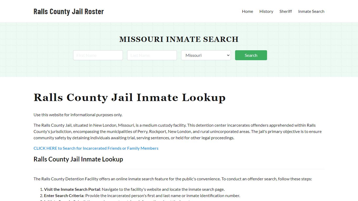 Ralls County Jail Roster Lookup, MO, Inmate Search