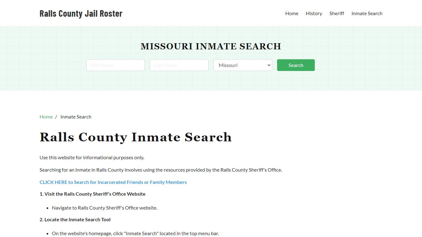 Ralls County, MO Detainee Lookup