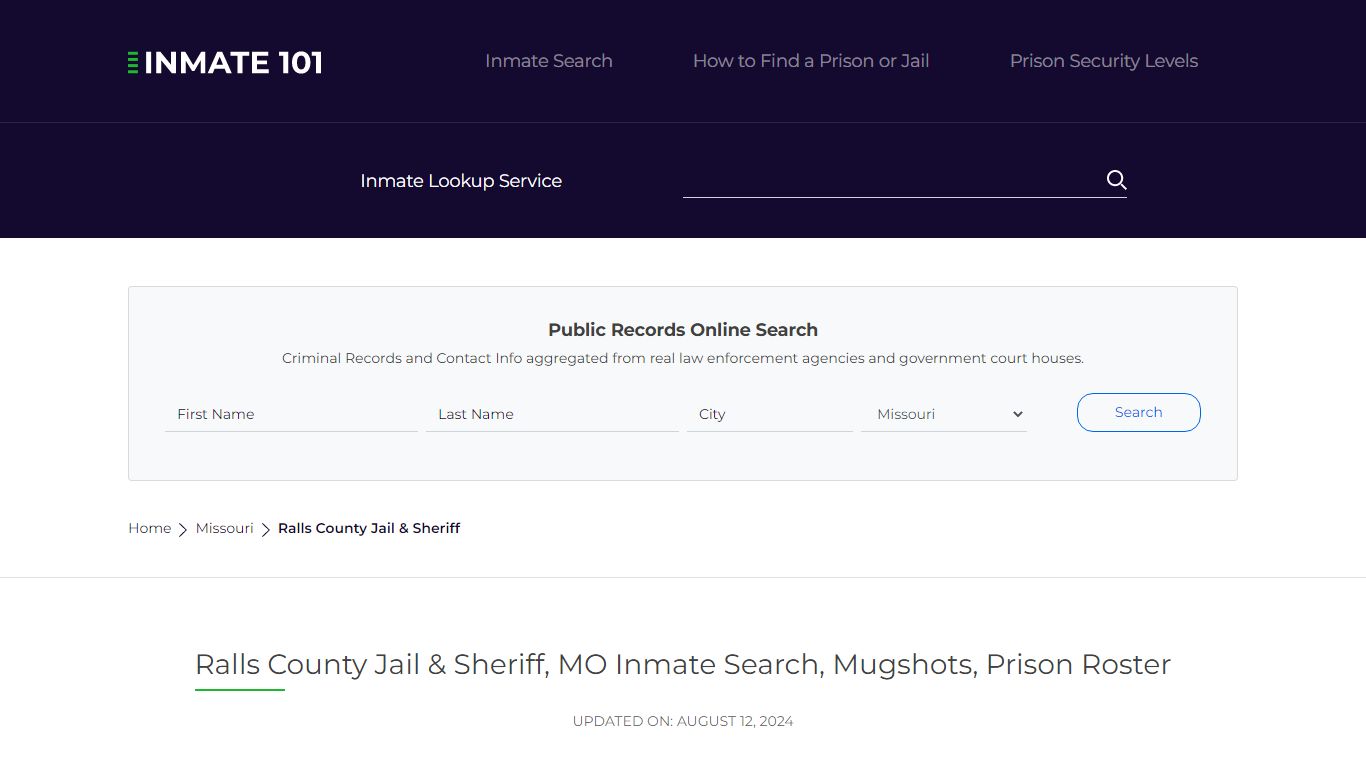 Ralls County Jail & Sheriff, MO Inmate Search, Mugshots, Prison Roster